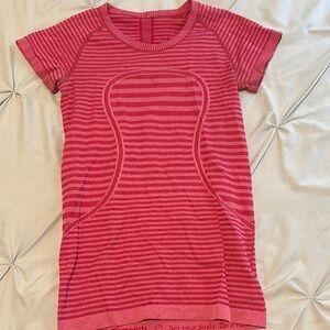 Lululemon Red Striped Athletic Tee
